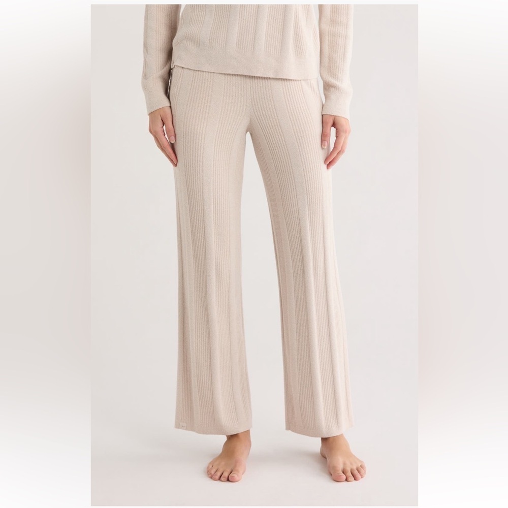 Barefoot Dreams CozyChic Ultra Lite Metallic Ribbed Pants in Chai Sz XLP NWT